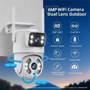 Icsee 6MP ngoài trời ống kính kép không dây IP Camera CCTV WIFI Dual Ball Máy an ninh máy ảnh 4K ống kính kép PTZ WIFI mạng Máy ảnh - Product Image 3