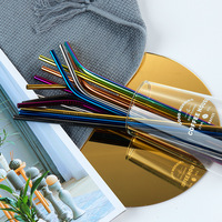 Ensemble de pailles à boire portables et réutilisables en acier inoxydable de qualité alimentaire avec sac écologique et brosse de nettoyage, accessoires de bar