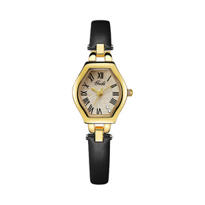 Reloj de Cuarzo con Esfera Dorada Romana, Estilo Vintage Francés, Correa de Cuero Negra Delgada, Resistente al Agua y Elegante para Cualquier Ocasión - Product Image 5