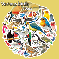 50 pegatinas de animales y pájaros para PVC, impermeables, para coche, teléfono móvil, portátil, botella de agua