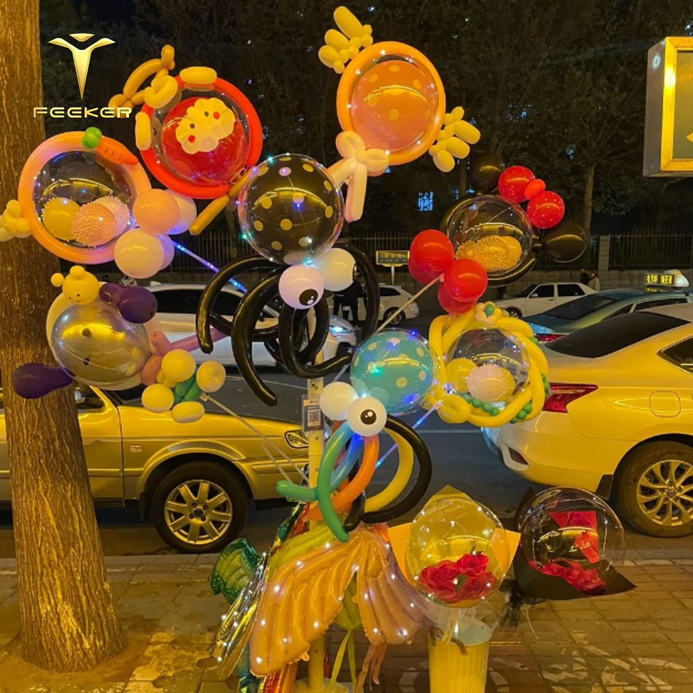 10 Ballons LED Bobo Transparents UZER - Guirlande Lumineuse Hélium - Fête Anniversaire