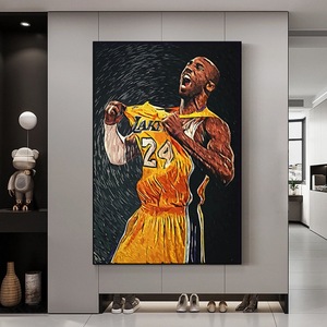 Peinture murale encadrée minimaliste moderne <span class=keywords><strong>NBA</strong></span> Kobe, décoration de star du sport, art mural pour salon, grand format en aluminium - Product Image 1