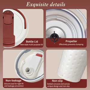 Bouteille de shaker électrique portable réutilisable de 500 ml, couleur <span class=keywords><strong>blanc</strong></span> ivoire/jaune amande/bleu de Prusse, pour milkshake/<span class=keywords><strong>café</strong></span> - Product Image 3