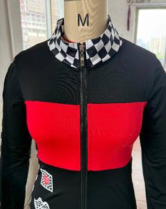 ชุดหมีขาสั้นนักแข่งรถสำหรับผู้หญิงชุดเต็มตัวสำหรับนักแข่งรถชุดคอสเพลย์ฮาโลวีนชุดรูปแบบกระดานหมากรุกพิมพ์ลาย - Product Image 4