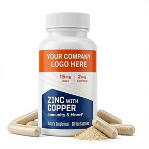 Cápsulas de Zinc y Cobre de Marca Privada OEM, 15 mg de Zinc, 2 mg de Cobre, Suplemento Dietético para Mujeres Embarazadas, 60/120 Unidades, Empaque Personalizado - Product Image 1