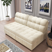 Sofá Cama Doble Reclinable Moderno, Tapizado en Tela Negra, Relleno de Algodón Modular, Multifuncional, Extensible, Plegable para Sala de Estar o Dormitorio