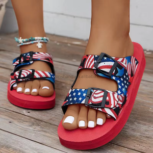 Women's Summer New Double-Breasted Sandals for Slippers <b>Plus</b> <b>Size</b> Casual Lightweight Slides European American Style Platform - Product Image 5