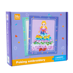 Bebé princesa falda poking bordado juguete colorido DIY hecho a mano juego educativo creativo princesa vestir muñeca juguetes de madera - Product Image 3