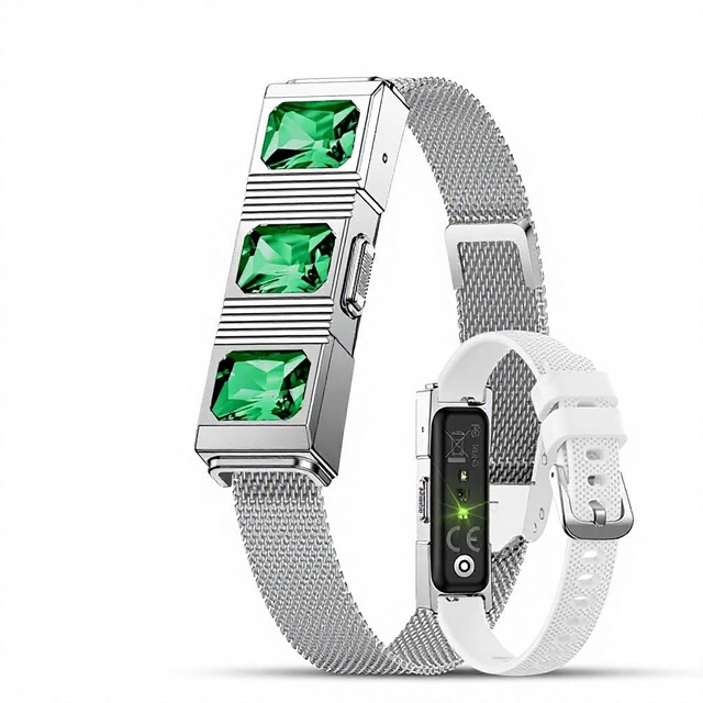 Fashionable High-Appearance Multi-Functional Smart Bracelet Diamonds Measures Heart Rate Blood Pressure Sleep 1ATM Waterproof