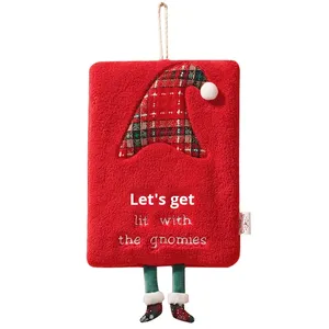 New Pachy Bear Christmas Home Toalla de mano-Hangable Thicken Coral Fleece Cocina Absorbente Diseño de dibujos animados de secado rápido - Product Image 5