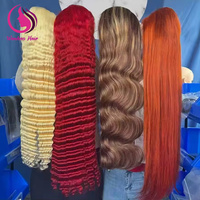 Perruques Ombrées Roses Cheveux Vierges Ondulés Perruque Frontale Colorée 100% Cheveux Naturels Vietnamiens Non Traités Perruques Sans Colle Cheveux Humains Lace Front
