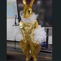 Costume de Performance de miroir de lapin argenté doré pour fournitures de fête personnalité réfléchissante spectacle de rue croisière de parc d'attractions