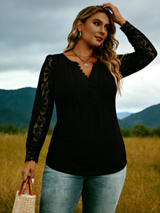 Camisa de Mujer de Talla Grande con Botones, Estilo Europeo, Casual, de Encaje, Manga Larga, Fibra de Leche, para Primavera/Verano/Otoño - Product Image 6