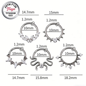 Bijoux de piercing nasal de haute qualité Freya pour bovins, anneau de nez en titane ASTM-F136 avec zircon, segment de septum, anneaux de nez pour vaches, pour femmes - Product Image 2
