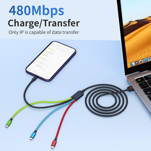 <span class=keywords><strong>Cable</strong></span> de Datos USB Multiusos 4 en 1 de Nailon Resistente de Carga Rápida y Varios Colores para Teléfono Inteligente, Tableta y Cámara - Product Image 3