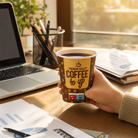 Gobelets à café jetables en papier avec logo personnalisé et couvercles en plastique pour boissons chaudes, vente en gros pour cafés