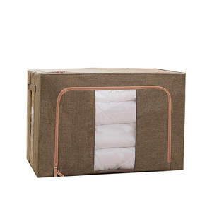 Cotton Oxford Cloth Steel Frame Storage Boxes Clear Window Stackable Collapsible Storage Bins Heavy Duty Storage Containers