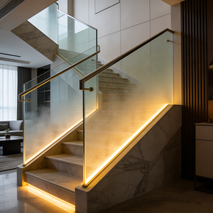 Ringhiera <span class=keywords><strong>in</strong></span> <span class=keywords><strong>Vetro</strong></span> per Veranda, Balaustra per Terrazza Esterna, Ringhiera per Scale, Design per Hotel e Edifici Commerciali con Illuminazione LED - Product Image 2