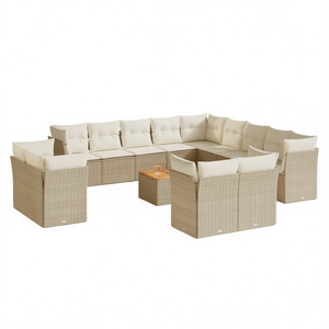 Set Divano da Giardino in Rattan Beige con Cuscini in Schiuma ad Alta Densità, Arredamento da Esterno dal Design Contemporaneo, Impermeabile e Resistente ai Raggi UV - Product Image 1
