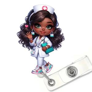 YOYI費用対効果の高い環境に優しいアクリル製デジタル印刷漫画看護師バッジ学校販促ビジネスギフト - Product Image 3