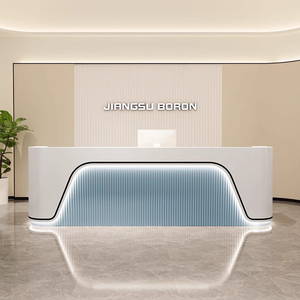 Muebles de Recepción Personalizados, Mostrador de Recepción de Madera Lacada, Mostrador de Recepción Personalizado <span class=keywords><strong>para</strong></span> Empresas - Product Image 3