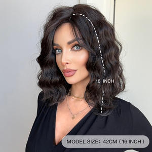 Une pièce livraison directe dentelle avant perruque femmes petit moyen longueur <span class=keywords><strong>cheveux</strong></span> bouclés court Bob partie moyenne <span class=keywords><strong>coiffure</strong></span> résistant à la chaleur 180% - Product Image 2