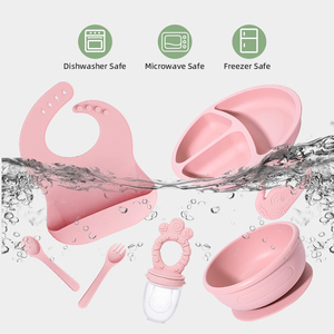 Ensemble de 7 pièces pour l'alimentation des bébés, assiettes divisées, bol avec ventouse, assiettes en silicone pour bébés, assiettes en silicone pour tout-petits, Plato De Silicona Para <span class=keywords><strong>Bebe</strong></span> - Product Image 5