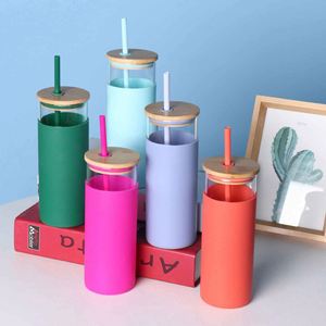 Gobelets en verre avec pailles en bambou écologiques - Product Image 4