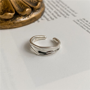 S925 Sterling Silver Niche Irregular Metal <b>Ring</b> Korean Minimalist Personality Texture Wholesale - Product Image 1