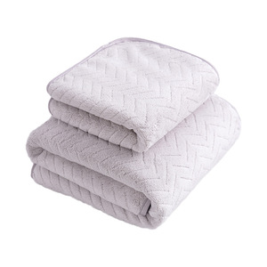 Ensemble de serviettes en polaire corail 75x35cm 140x70cm, serviette de plage rectangulaire à séchage rapide, couleur unie, pour adultes, usage domestique - Product Image 3