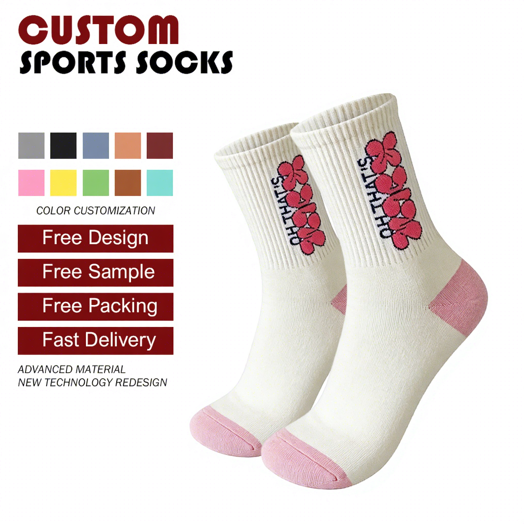 Cozy Cotton Women's Summer Sport Crew Socks Custom Print Silk Casual Daily Use Striped Breathable Knitted