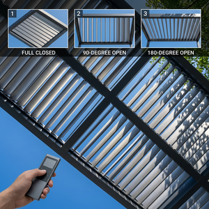 Pérgola Moderna de Aluminio para Jardín con Techo de Láminas y Puertas Corredizas de Vidrio - Product Image 6