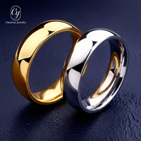 Bague unisexe tendance et simple en acier inoxydable, lisse, stable en couleur, lavable, pour couple, vente en gros