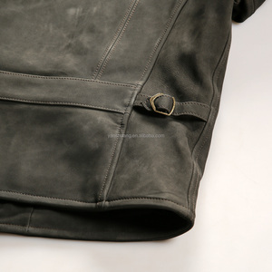 Veste en cuir de chèvre <span class=keywords><strong>vintage</strong></span> pour <span class=keywords><strong>homme</strong></span>, <span class=keywords><strong>style</strong></span> ancien, coupe courte et ajustée, véritable cuir - Product Image 4