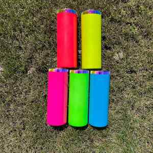 Gobelets de sublimation vierges couleur néon 20 oz, droits, revêtement poudré, gravure laser, finition arc-en-ciel, gobelet mince - Product Image 2