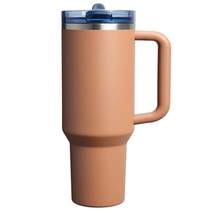 Venta al por mayor a granel 40oz vaso de acero inoxidable disponible Citron Tie Dye 40oz al aire libre Camping taza vaso con asa y pajita - Product Image 3