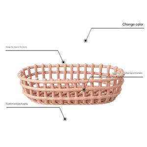 Cesto portafrutta e pane, ornamento decorativo in <span class=keywords><strong>ceramica</strong></span> intrecciato a mano, vassoio porta snack da tavolo - Product Image 4