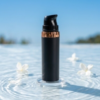 Mini flacon pompe airless noir mat 5ml 10ml 15ml avec finition or rose, en plastique PP sérigraphié, pour emballage cosmétique, sérum de soin et perruques