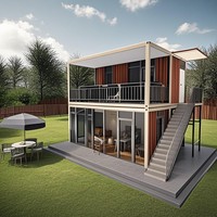 Mini maison chalet en conteneur de luxe personnalisée de 16 pieds Maison moderne mobile préfabriquée en acier léger Petite maison villa en paquet plat