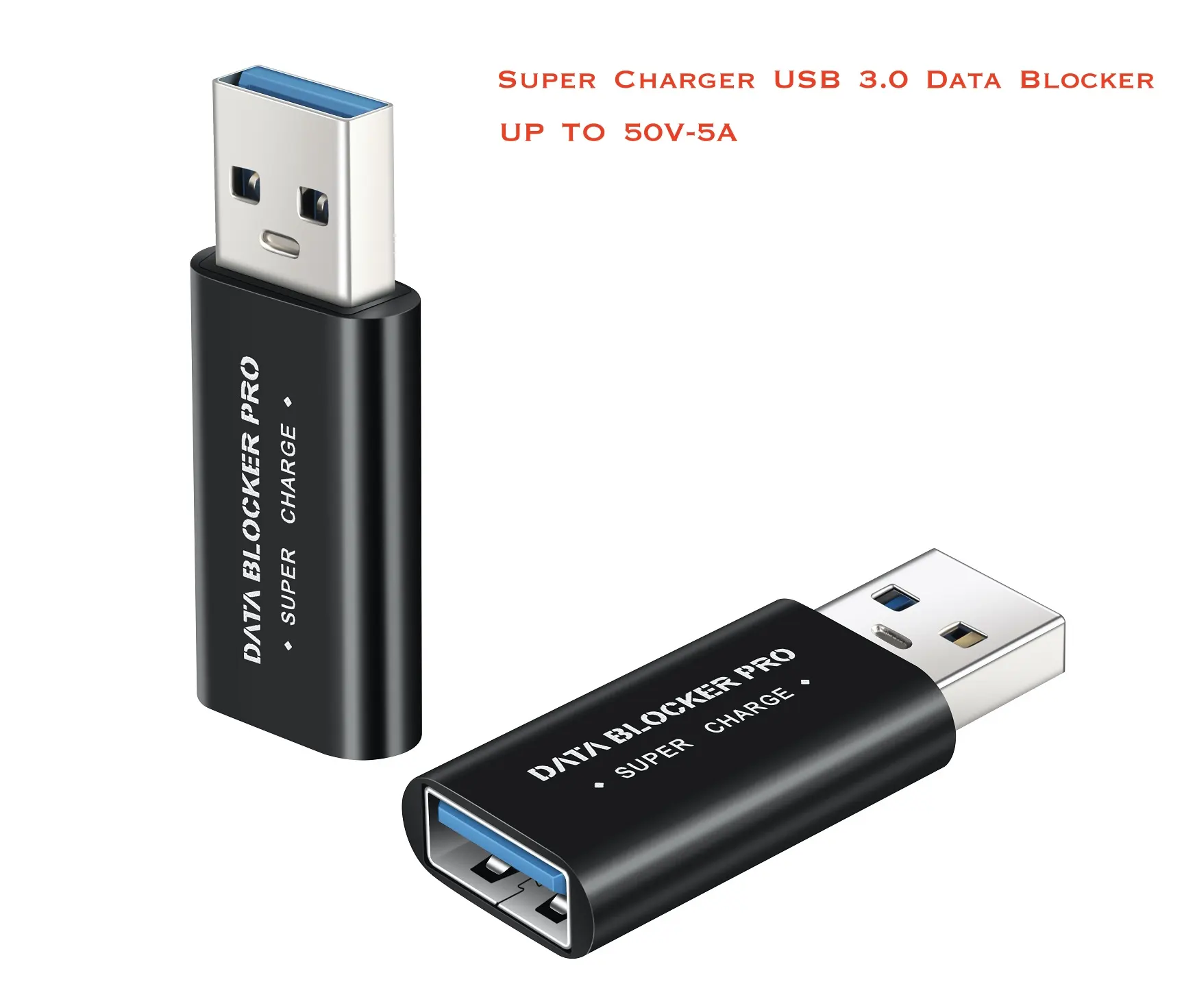 50V-5A Pengisi Daya Super USB-A Pemblokir Data Pro USB Data Defender Pengisi Daya Cepat Usb Pemblokir Data Melindungi dari Juice Jacking