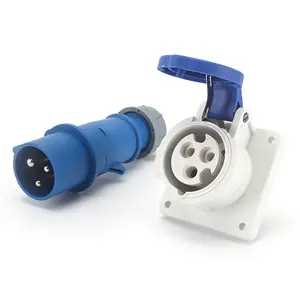 Electrical Waterproof Industrial Plug And Socket AC Power Socket With Fuse IP 44 3 Pin 4 Pin 5 Pin Industrial Socket Plug