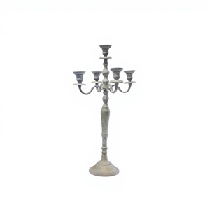 <b>Iron</b> <b>5</b>-Arm Candelabra Candle Holder-Durable Waterproof & Portable for Weddings and Christmas Home Decor - Product Image 1