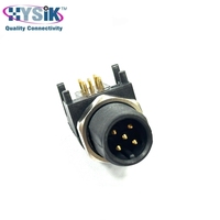 Conector Macho de Ángulo Recto Codificado A de 5 Pines M12 de Plástico Impermeable para Montaje en Panel PCB NMEA 2000