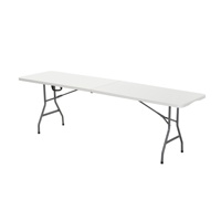 Table pliante longue en plastique blanc de 240 cm (8 pieds) pour événements extérieurs, villas, réceptions, coupe et nettoyage, portable et durable