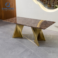 QIANCHENG Ensemble de table à manger de luxe en céramique pour salle à manger, table à manger rectangulaire en marbre de style européen