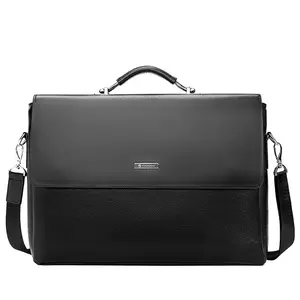 wholesale luxury convertible vintage office laptop document leather bag men's laptop flip open men leather briefcase