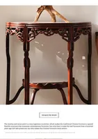 Einzigartiger Stil Redwood Rosenholz Halbmond/Halbrund Konsolentisch Marmorplatte Chinesischer Ming-Qing Klassischer Massivholz Wohnzimmertisch
