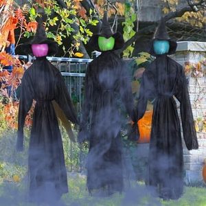 DAMAI 3 Pcs Halloween Holding Hands Witches Decoration with Light and Scary Screaming Voice for Yard Haunted House Decoration - Product Image 3