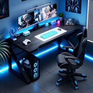 Bureau d'ordinateur en métal, table de jeu pour la <span class=keywords><strong>maison</strong></span>, ensemble chaise et bureau, plateau en panneau composite, style minimaliste moderne, pour chambre, bureau, <span class=keywords><strong>maison</strong></span> en <span class=keywords><strong>location</strong></span> - Product Image 1