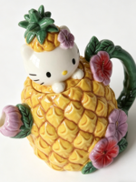 Teko Keramik Nanas Kucing Lucu, Ketel Teh Porselen Bunga Tropis 3D, Teko Teh Karakter Kartun Unik